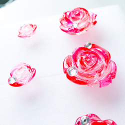 ｢kawaii pink rose (A)｣28【ピアス(イヤリング交換可)】ピンク ローズ バラ 赤 かわいい きれい 6枚目の画像
