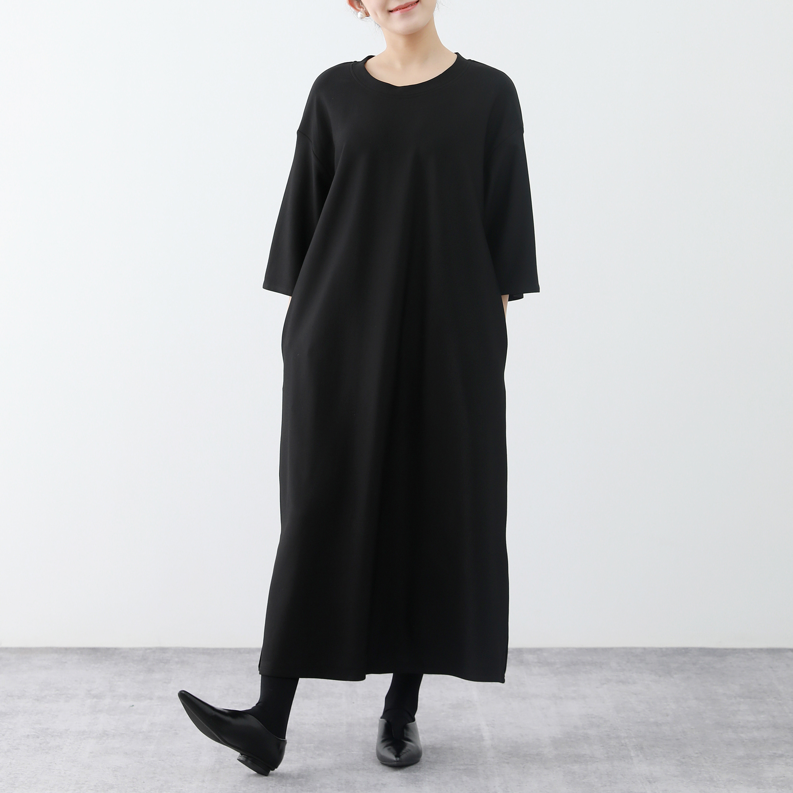 裾上げ無料♪サイズオーダー可♪全18色　コットン　ストレッチ　ロングワンピース