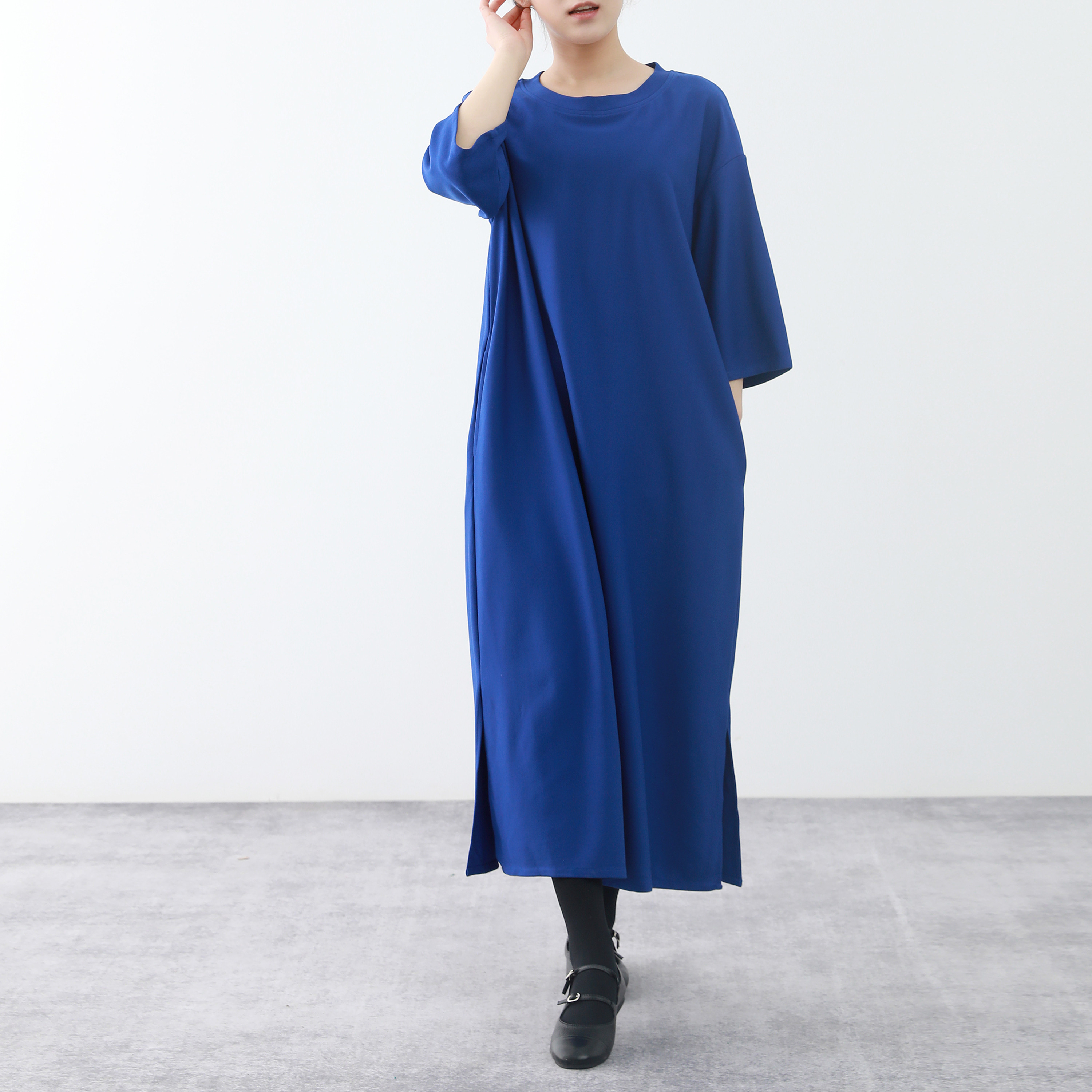 裾上げ無料♪サイズオーダー可♪全18色　コットン　ストレッチ　ロングワンピース