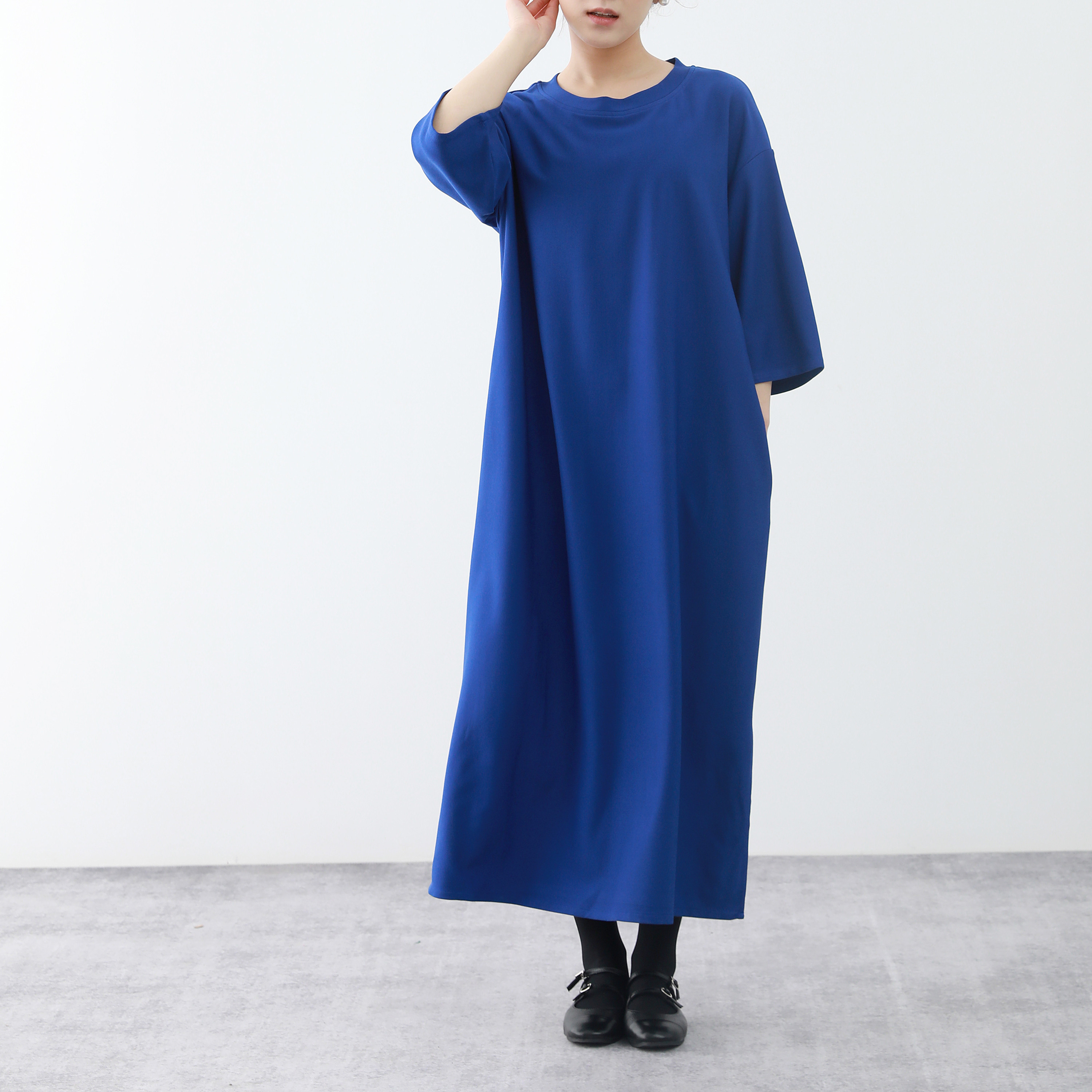 裾上げ無料♪サイズオーダー可♪全18色　コットン　ストレッチ　ロングワンピース