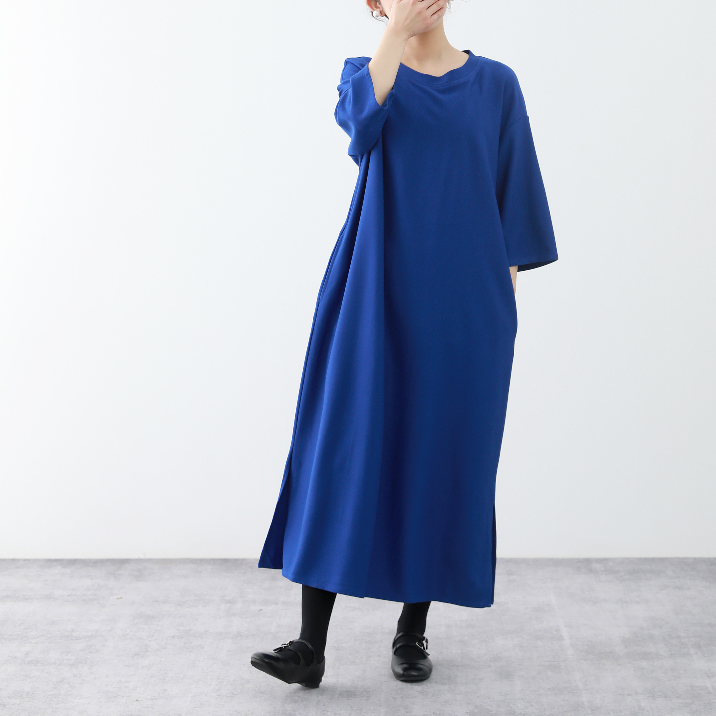 裾上げ無料♪サイズオーダー可♪全18色　コットン　ストレッチ　ロングワンピース