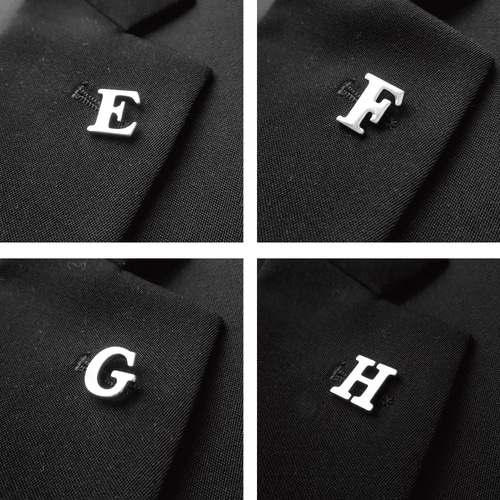 アルファベット ラペルピン イニシャル 太文字 ピンバッジ ネクタイ