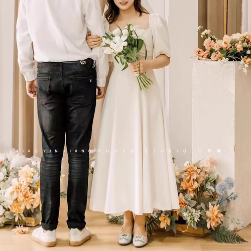 結婚式 前撮り テラコッタ ドレス ウェディング 鋭敏 ワンピース