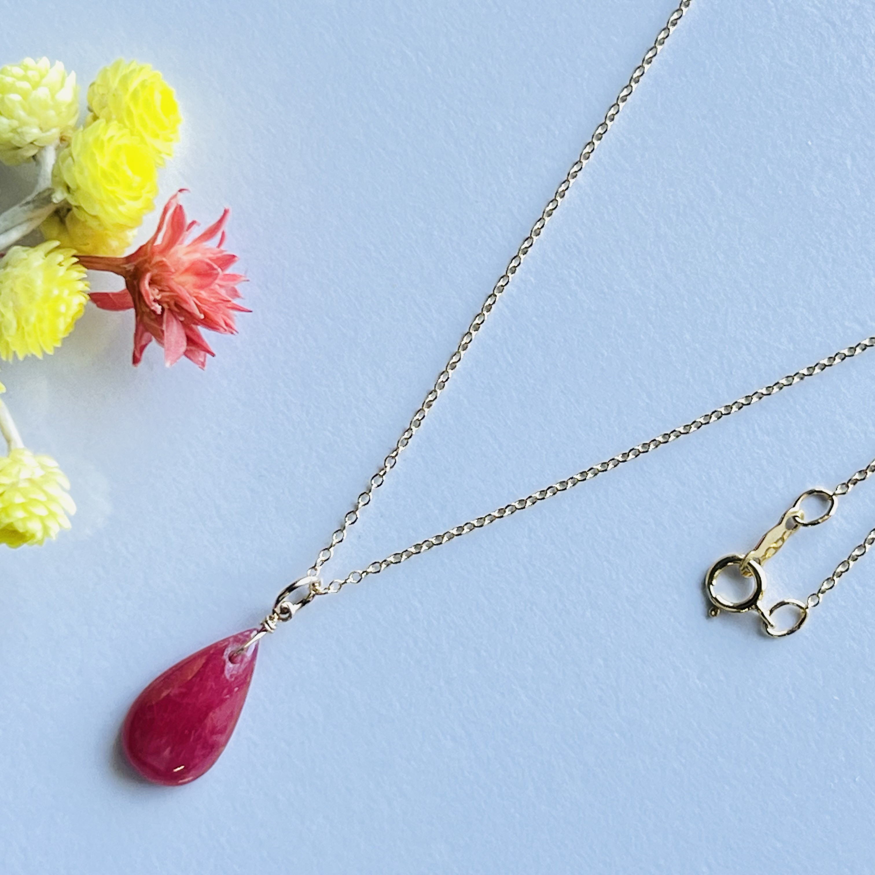 インペリアル ロードナイト 1粒 ネックレス 14kgf　ペンダント　ペントップ　ドロップ