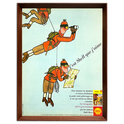 シェル クライミング 1960年代 フランス ヴィンテージ 雑誌 広告  額付 ポスター 3枚目の画像
