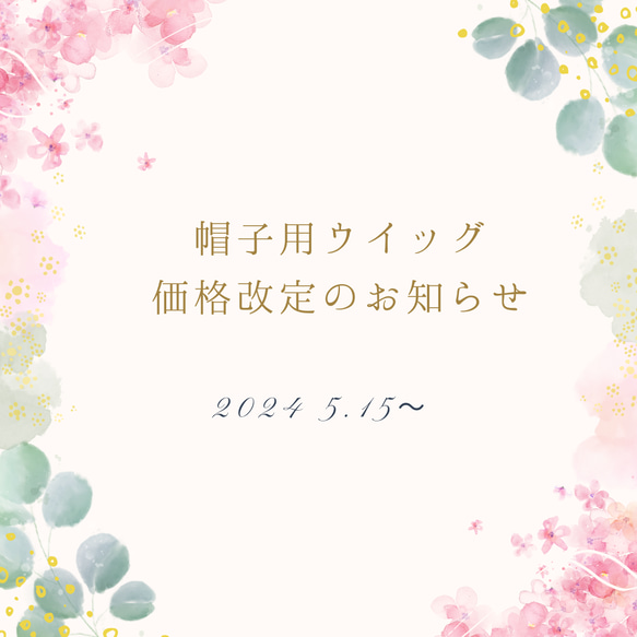 帽子用ウイッグ　価格改定のお知らせ 1枚目の画像