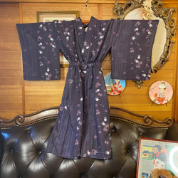 和洋折衷 浴衣 リメイク ワンピース ドレス 帯サッシュベルト レトロ 古着 和   W-271 6枚目の画像