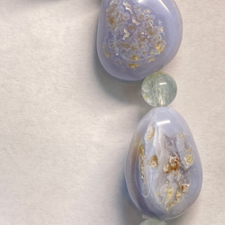 ブルーアゲート母岩付きタンブルとアクアマリンのブレスレット 5枚目の画像