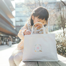 レッスンバッグ お稽古バッグ 入園 入学 絵本バッグ 図書バッグ 音楽バッグ キャンバス 幼稚園 小学生 イニシャル ア 1枚目の画像