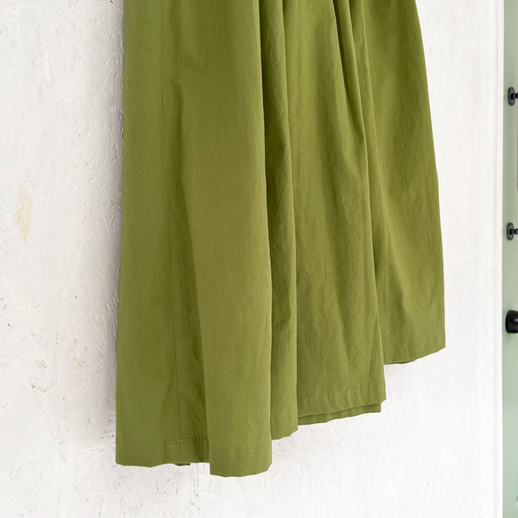 丈オーダー可 シルクタロン加工ブロードのギャザースカート エルムグリーン 大きい 小さいサイズ nunono-63 12枚目の画像