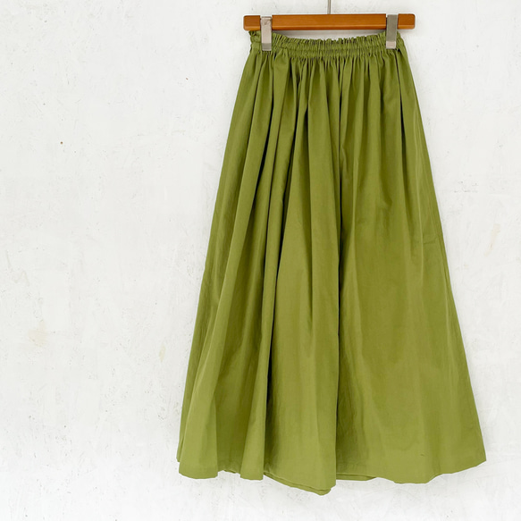 シルクタロン加工ブロードのギャザースカート 丈オーダー可 エルム  