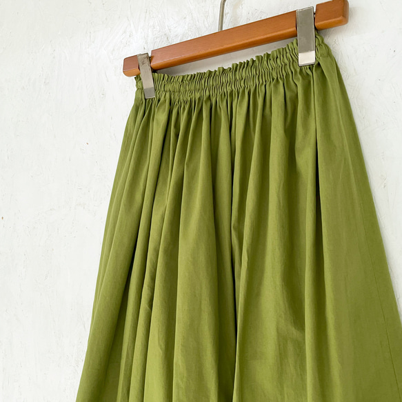 丈オーダー可 シルクタロン加工ブロードのギャザースカート エルムグリーン 大きい 小さいサイズ nunono-63 11枚目の画像