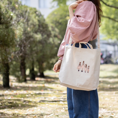 お名前刺繍】帆布 A4 マザーズバッグ 斜めがけ 肩かけ