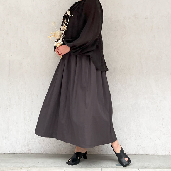 丈オーダー可 シルクタロン加工ブロードのギャザースカート チャコールグレー 大きい 小さいサイズ nunono-63 6枚目の画像