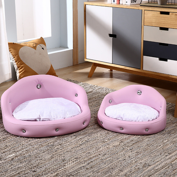 クラウン型 キラキラ ペットソファ 犬用ベッド クッション 小型 大型 4サイズ 姫系 プリンセス 3色 ch-980 2枚目の画像