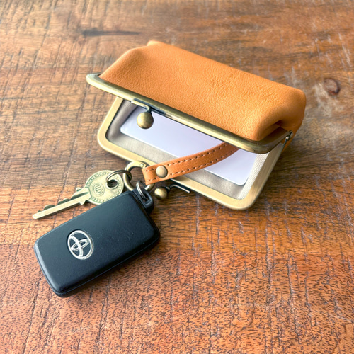 がま口 キーケース 革 栃木レザー ナチュラル カードケース スマート