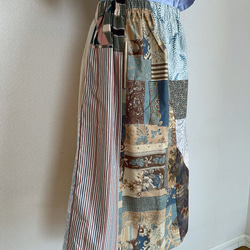 藍色MODA棉質拼接梯形裙 第3張的照片