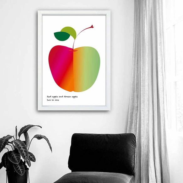 赤りんご青りんご　フルーツ　イラスト　ポスター　A4 A3 A2 A1　アート  　アートポスター　sei検索　2681 4枚目の画像