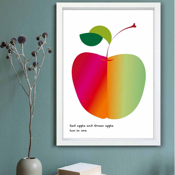 赤りんご青りんご　フルーツ　イラスト　ポスター　A4 A3 A2 A1　アート  　アートポスター　sei検索　2681 3枚目の画像