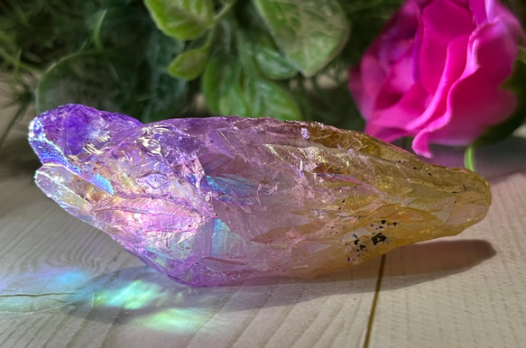 七色の夢໒꒱✨　オーラ　水晶　ラフストーン　原石　クリスタル 4枚目の画像