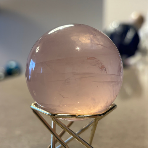 透明感上品ピンクスターローズクォーツスフィア