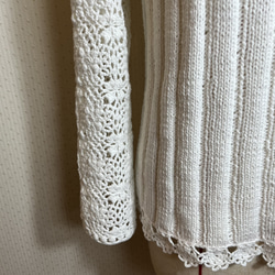 ［送料無料］白いコットン糸で手編みしたサマーセーター 5枚目の画像