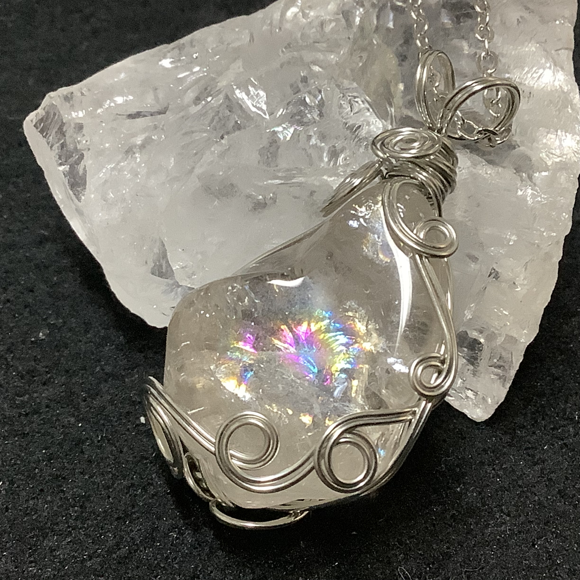 一点物☆ ヒーリングストーン 天然石 虹入りヒマラヤ水晶 原石 ネックレス