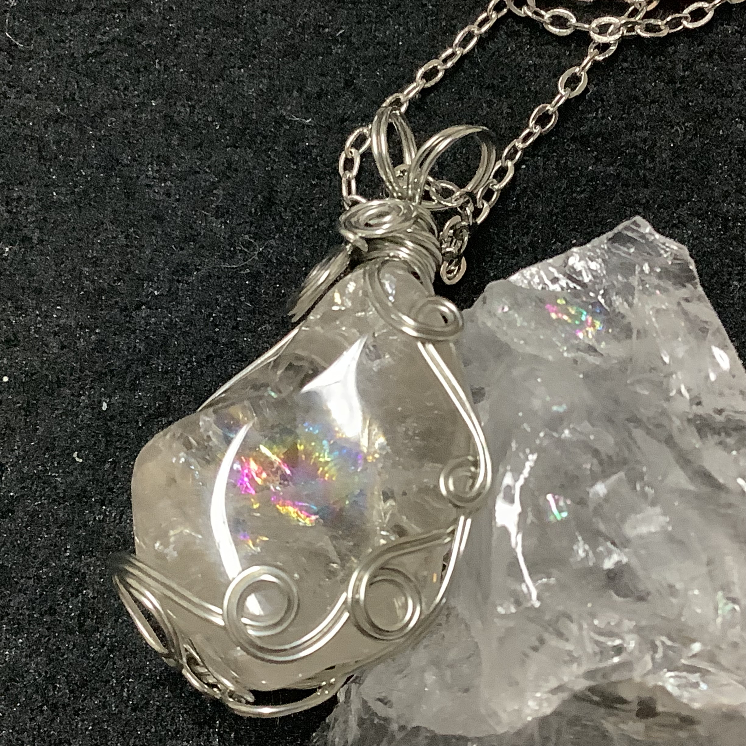 一点物☆ ヒーリングストーン 天然石 虹入りヒマラヤ水晶 原石 ネックレス