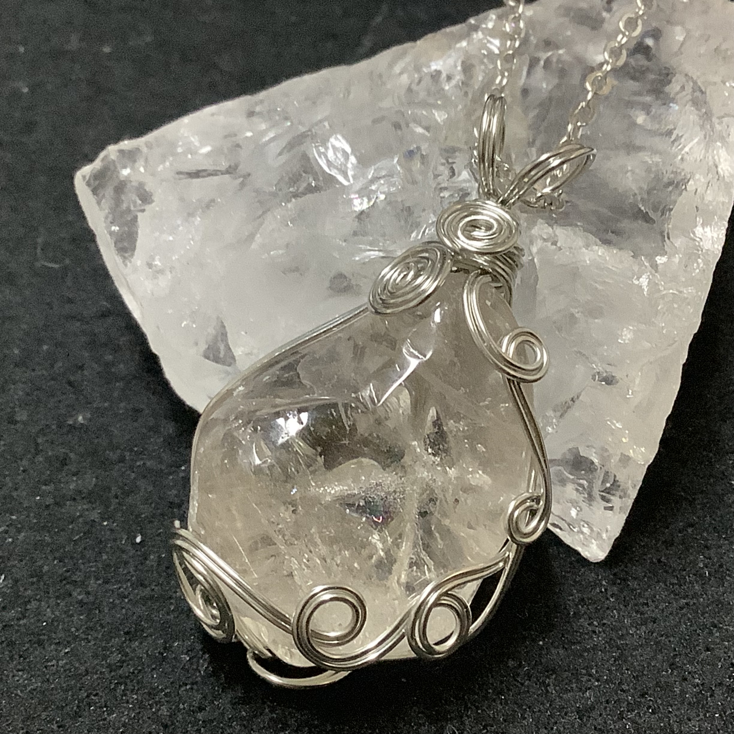 一点物☆ ヒーリングストーン 天然石 虹入りヒマラヤ水晶 原石 ネックレス