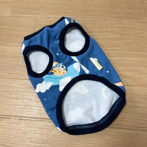 お買い得 犬服【完成品】タンクトップ スムースニット 飛行機うさぎ 