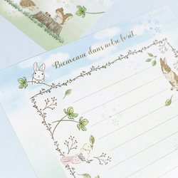 レターセット：えくりゅの森シリーズ お手紙に：便箋・封筒・宛名シールうさぎとリスやハリネズミ 動物 四つ葉のクローバー 9枚目の画像