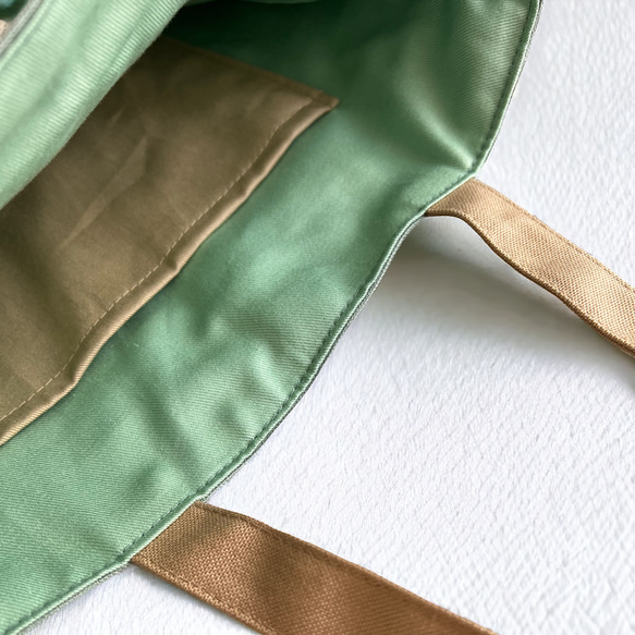 【ワケあり・数量限定】A4サイズ対応/インド刺繍×帆布 トートバッグ〈グリーン系〉 5枚目の画像