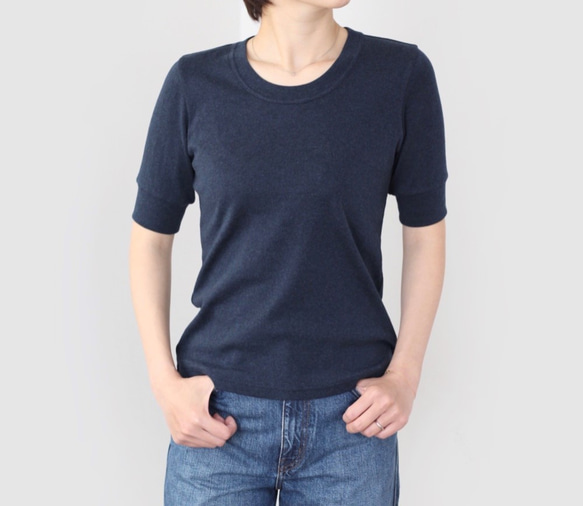 【yucco様 専用】日本製オーガニックコットン 形にこだわった 大人の4分袖 袖口リブTシャツ【サイズ・色展開有り】 3枚目の画像