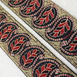 85cm インド刺繍リボン スパンコール チロリアンテープ 葉 8枚目の画像