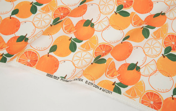韓国製 果物柄 サニーオレンジ オレンジ柄 生地 コットン100％シーチング Sunny Orange 11枚目の画像