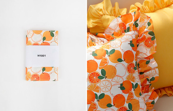 韓国製 果物柄 サニーオレンジ オレンジ柄 生地 コットン100％シーチング Sunny Orange 2枚目の画像