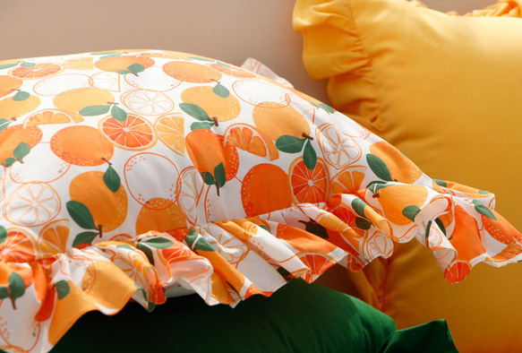 韓国製 果物柄 サニーオレンジ オレンジ柄 生地 コットン100％シーチング Sunny Orange 5枚目の画像