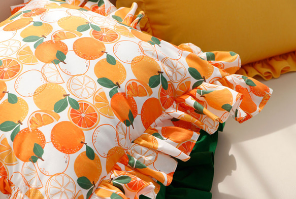 韓国製 果物柄 サニーオレンジ オレンジ柄 生地 コットン100％シーチング Sunny Orange 4枚目の画像