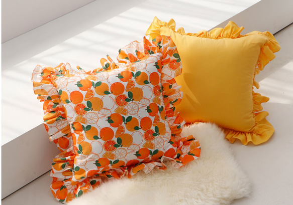 韓国製 果物柄 サニーオレンジ オレンジ柄 生地 コットン100％シーチング Sunny Orange 7枚目の画像