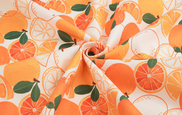 韓国製 果物柄 サニーオレンジ オレンジ柄 生地 コットン100％シーチング Sunny Orange 12枚目の画像