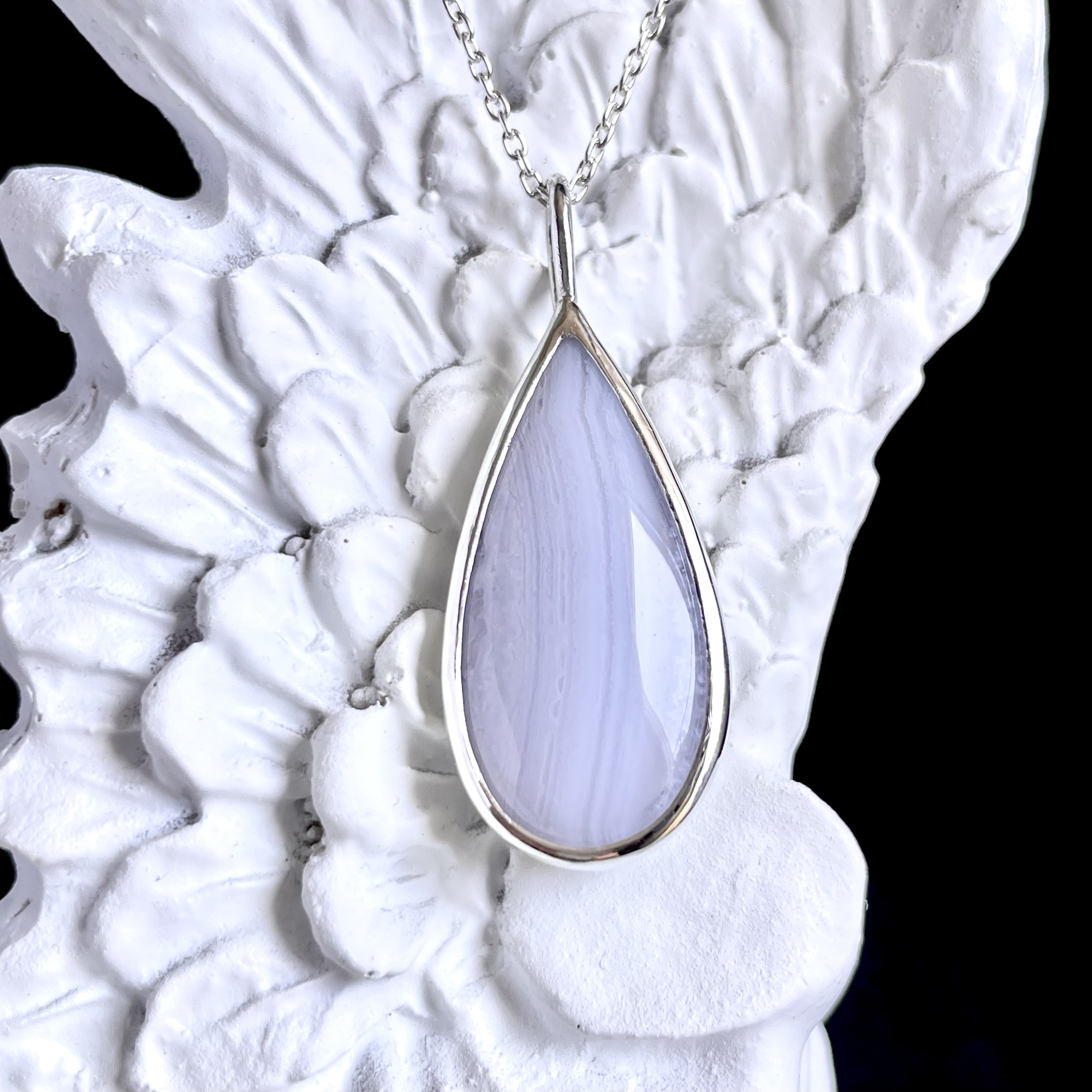 大粒！ブルーレースアゲートペンダント　〈送料無料〉SP-144