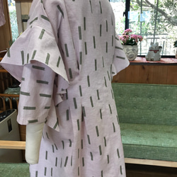 久留米絣ピンクグリーンチュニック 6枚目の画像