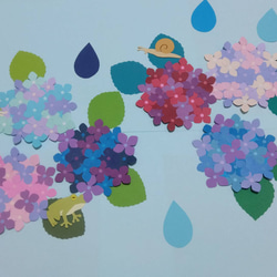あじさい6個（混色）〈6月の壁面〉 画用紙 壁面飾り 保育園・幼稚園
