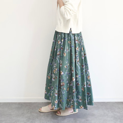 グリーン 花柄 スカート ♦︎メルマガ掲載♦︎ビンテージフラワー柄 コットンスカート くすみ
