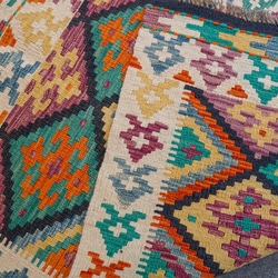 117×83cm【アフガニスタン 手織りキリム】トライバルラグ 手織り絨毯 8枚目の画像