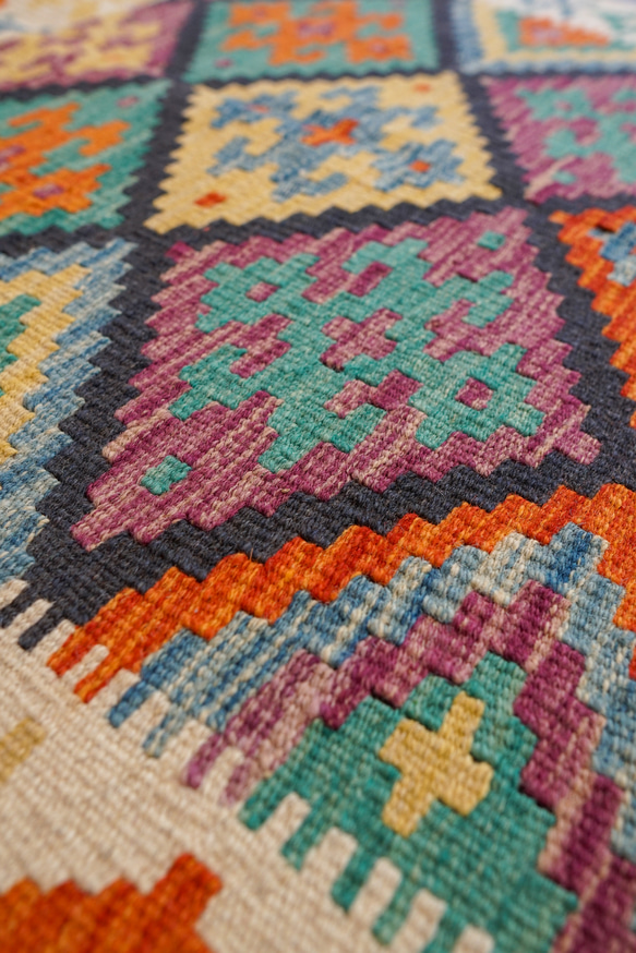 117×83cm【アフガニスタン 手織りキリム】トライバルラグ 手織り絨毯 3枚目の画像