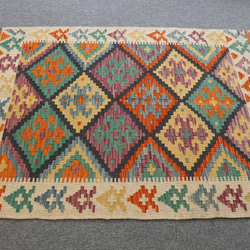 117×83cm【アフガニスタン 手織りキリム】トライバルラグ 手織り絨毯 4枚目の画像