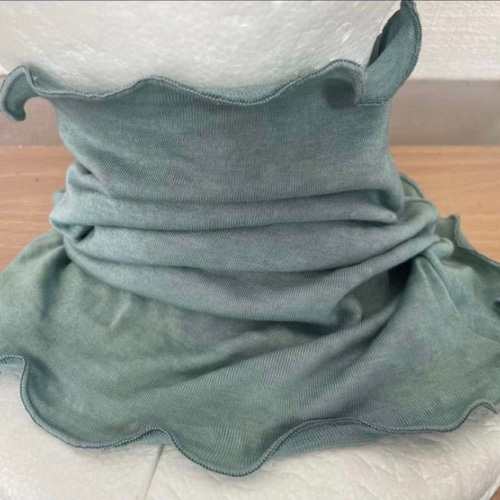 特別色さらさらすべすべ肌感、綿シルク手染めオリーブグリーン手作り  