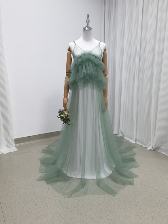 送料無料！パーティードレス ミントグリーンドレス ツーピース  