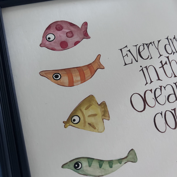 魚の水彩イラストと手書き文字 4枚目の画像